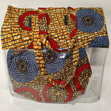 Colorful patterned tote bag with geometric design