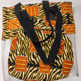 Tote bag with zebra print and geometric pattern