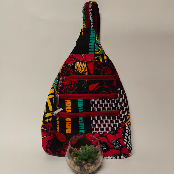 Multicolored patterned sling bag 