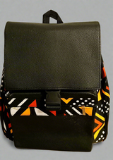 African Print Leather Backpack