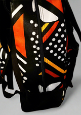 African Print Leather Backpack