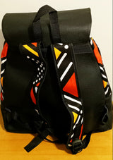 African Print Leather Backpack