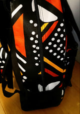 African Print Leather Backpack