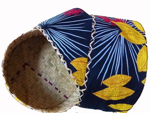 Tropical Ankara Raffia baskets (Set of 3)