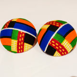 Check out our handmade bracelets and earrings selection. Ankara. Wax. Button earring.