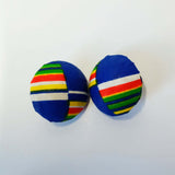 Check out our handmade bracelets and earrings selection. Ankara. Wax. Button earring.