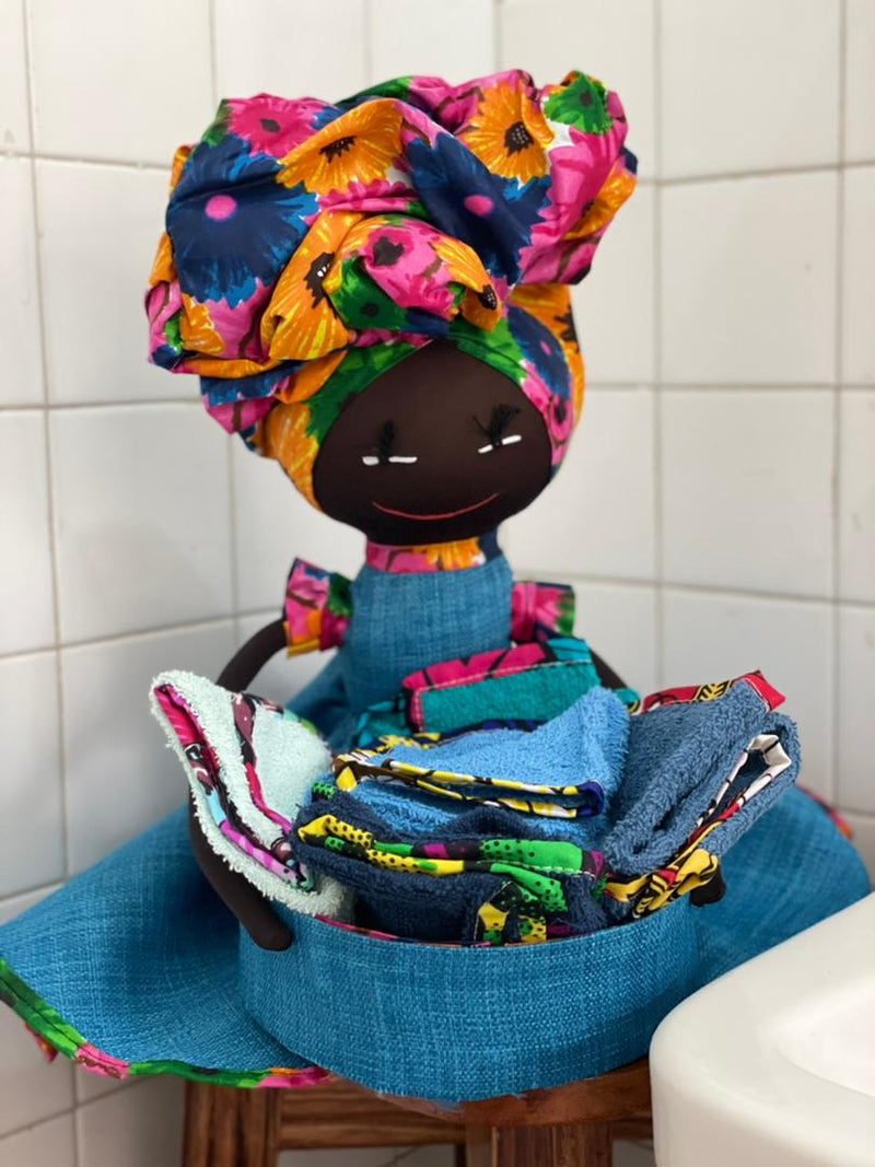 Brighten your space with this gorgeous handmade doll made with African print. Use for storage or simply décor. Shop our unique handmade pieces made of Ankara. 