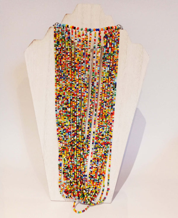 African Beaded Cascade Necklace - SisiMuj
