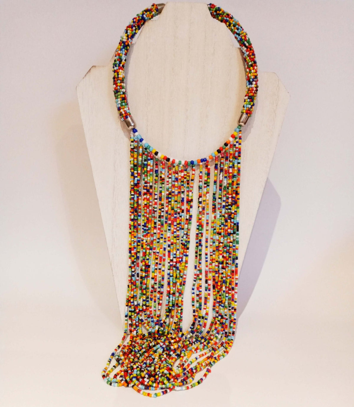 African Beaded Cascade Necklace - SisiMuj