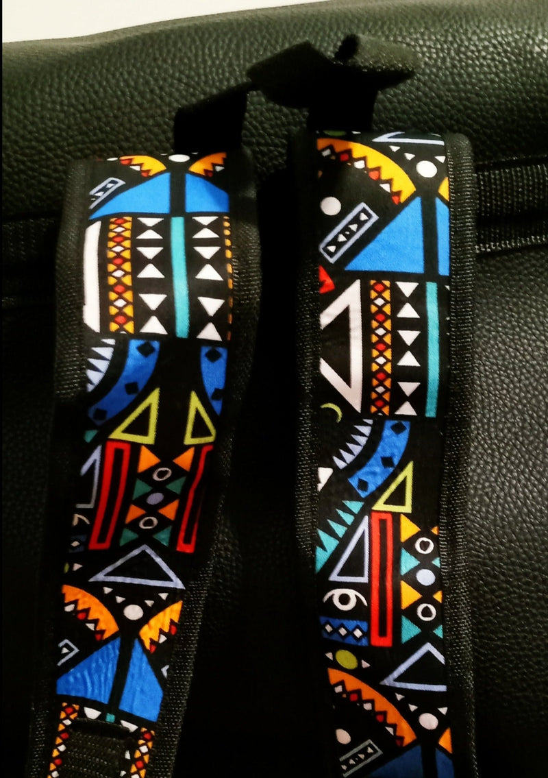 African Print Leather Backpack - SisiMuj