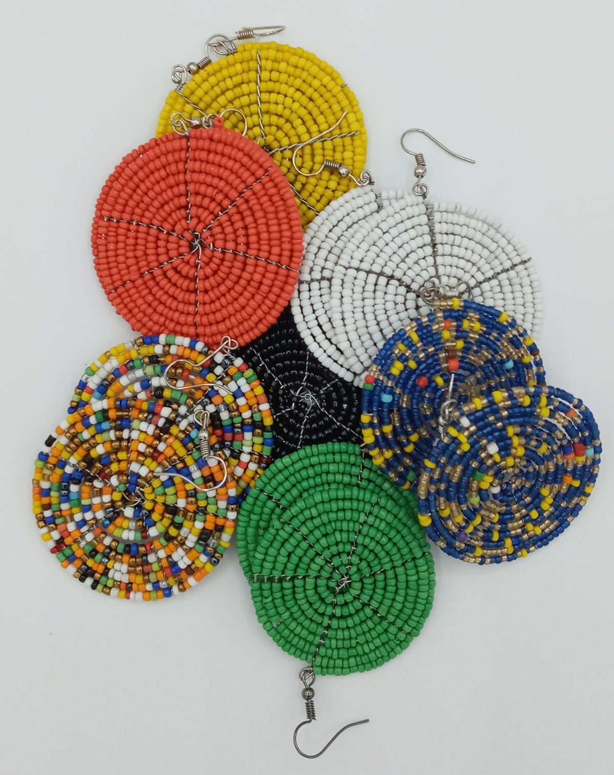 Round African Beaded Earrings - SisiMuj