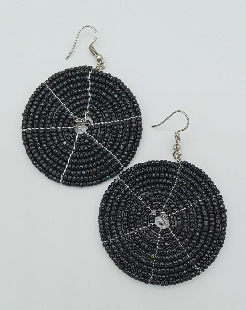 Round African Beaded Earrings - SisiMuj
