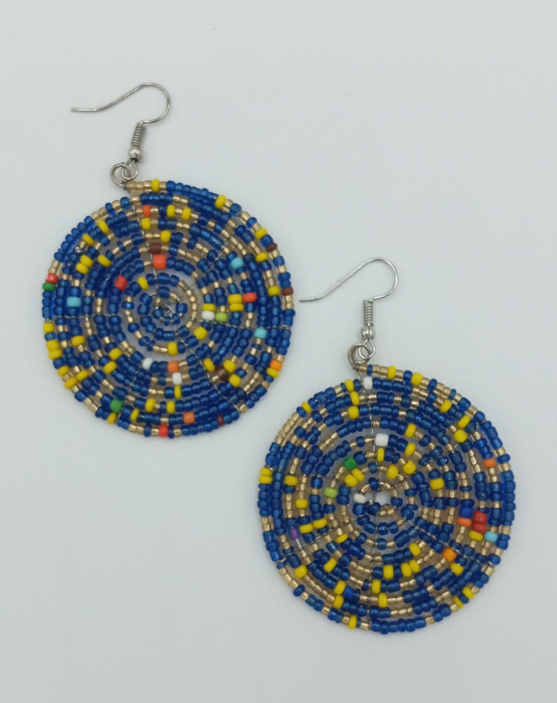 Round African Beaded Earrings - SisiMuj